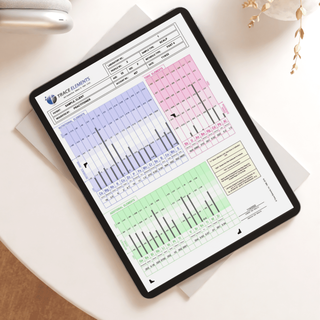 HTMA Results on tablet screen